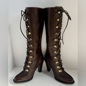 Michael Kors Leather Jolene Lace Up Boot